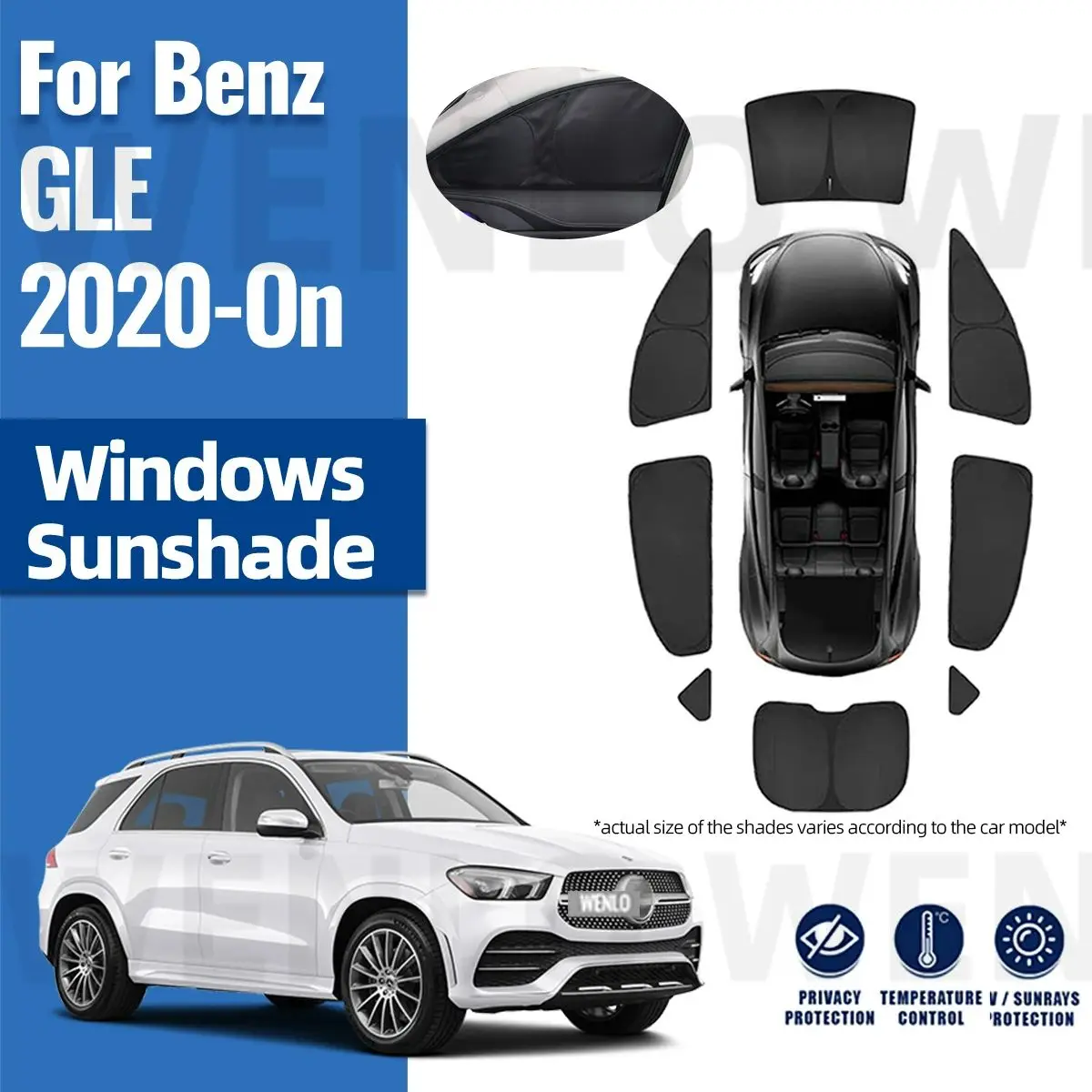 

For Mercedes Benz GLE W167 2020-2024 Full Cover Car Sunshade Front Windshield Frame Curtain Rear Side Window Sun Shade Visor