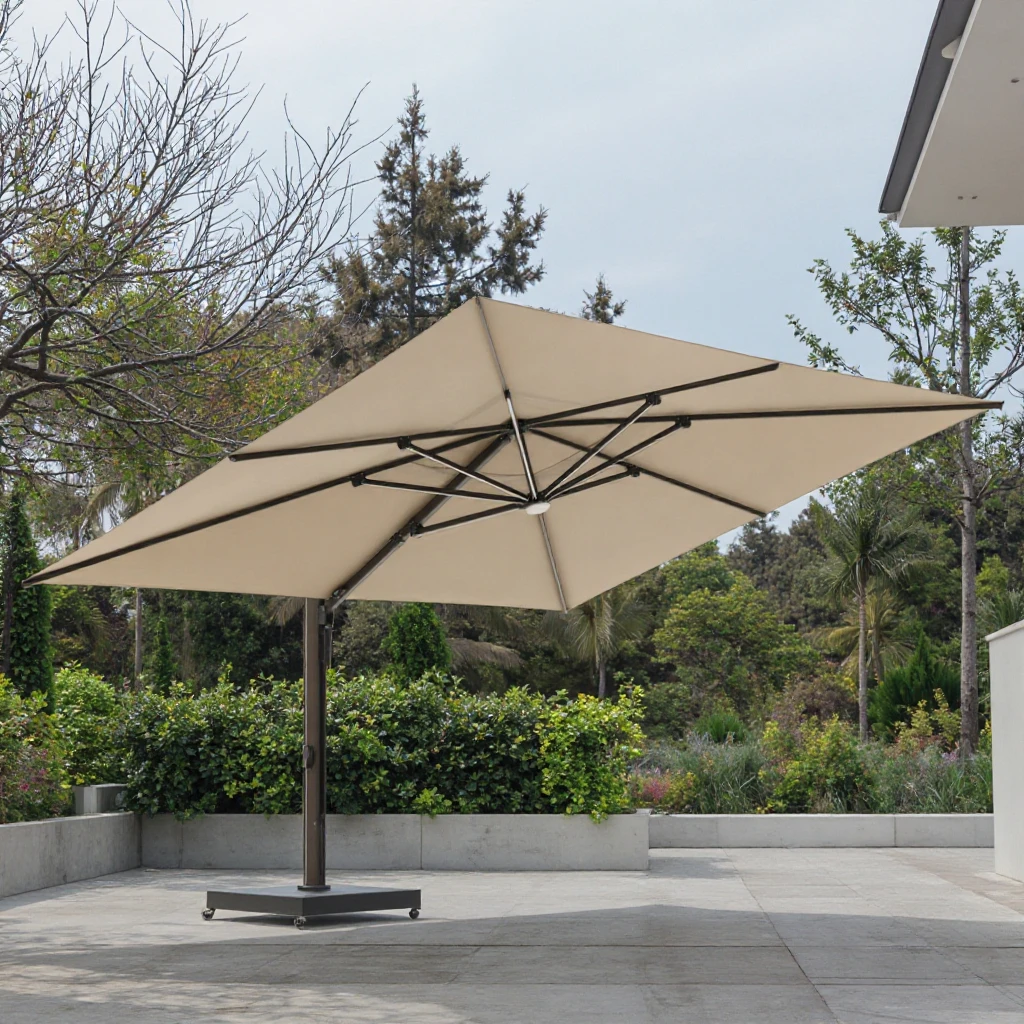 

4x3m Heavy-duty Foldable Cantilever Sun Parasol Aluminum Frame Waterproof Outdoor Water Resistant Eco Friendly Gym Patio Parks