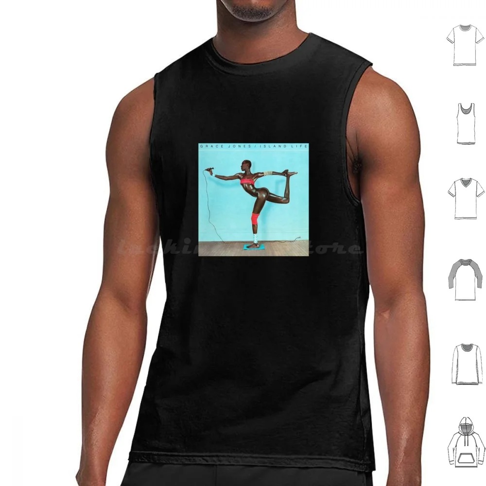 Life Of Grace Jones Tank Tops Print Cotton Island Life Island Jamaican American Grace Jones N Roll Music Jamaica
