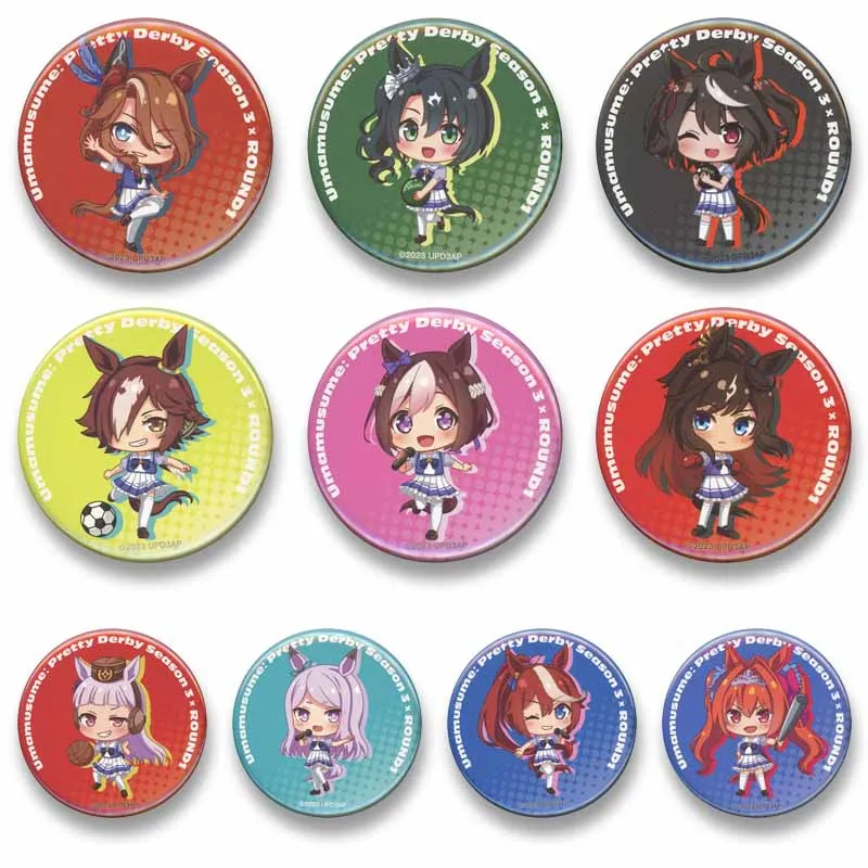 Uma Musume Pretty Derby Enamel Pins Cute Cartoon Girls  Button Brooch Round Badge Custom Hat Bag Shoes Jewelry Accessories Gifts