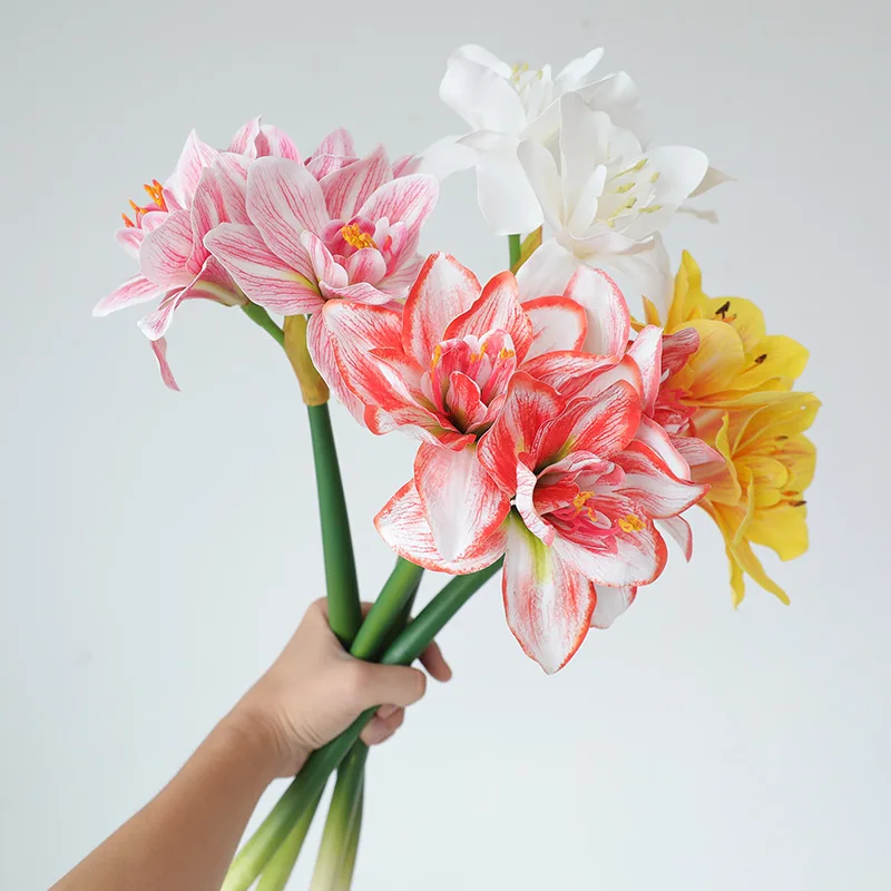 3 Piezas de Flores Artificiales de Látex Clivia, Decoración de Lujo para el Hogar, Flores de Clivia Artificiales para Decoración de Bodas, Arreglos Florales para Mesa de Fiesta