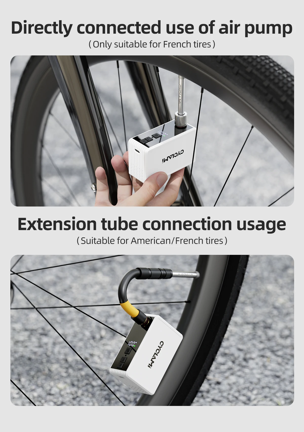 CYCLAMI AM6 PRO Reifenfüller 150PSI Elektrische Digitale Tragbare Luftpumpe Kompressor Wiederaufladbar für Schrader- und Presta-Ventile – Detail 8