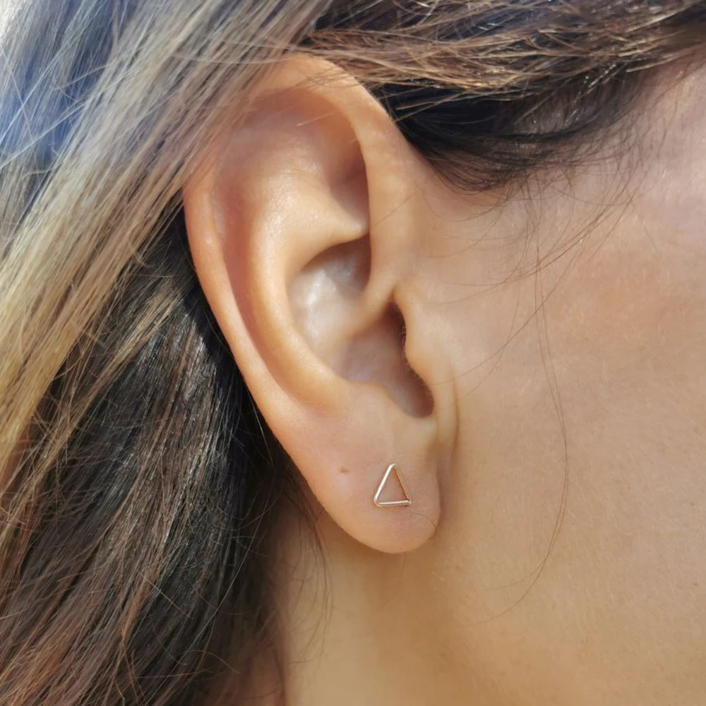 

Earrings 14K Gold Filled Studs Handmade Hammered Triangle Simple Jewelry for Women Party Birthday Daily Gifts