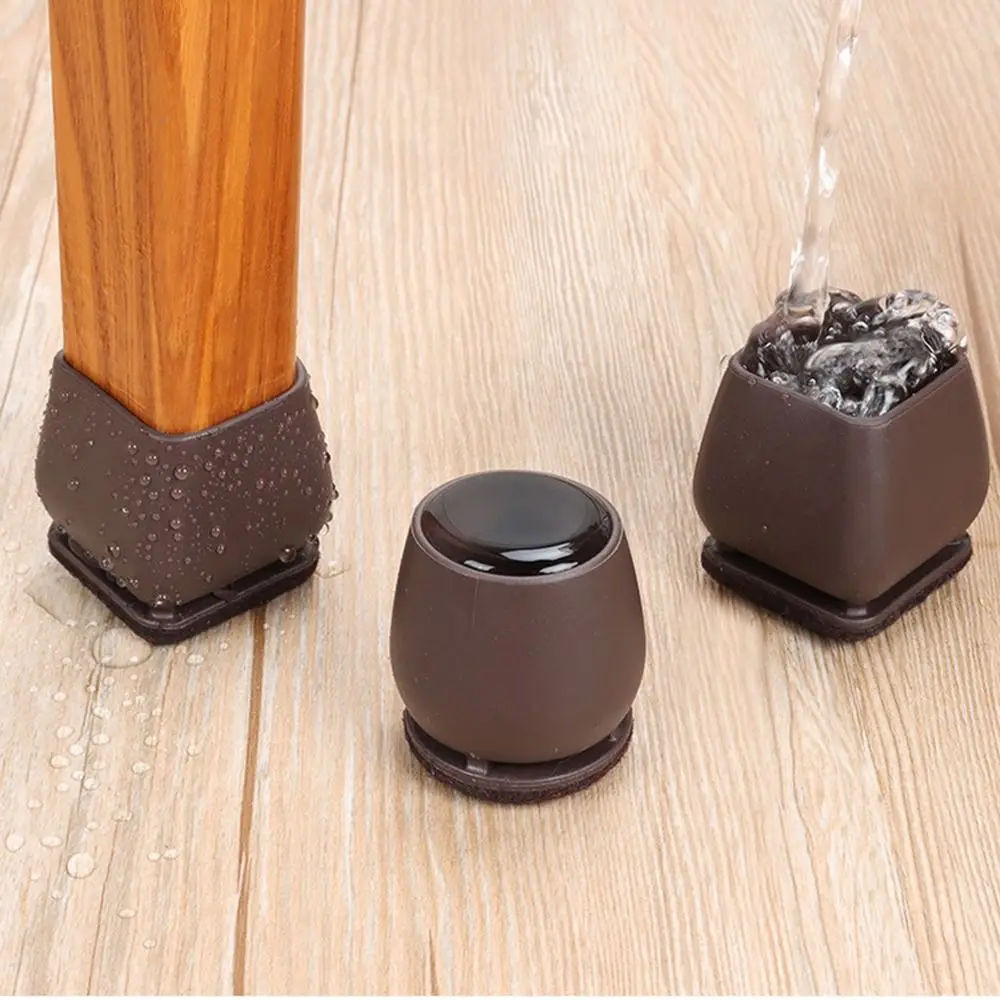 With Thick Wrap Felt Pads Chair Foot Cover Non-slip Reduce Noise Chair Leg Floor Protector TPE Dark Brown