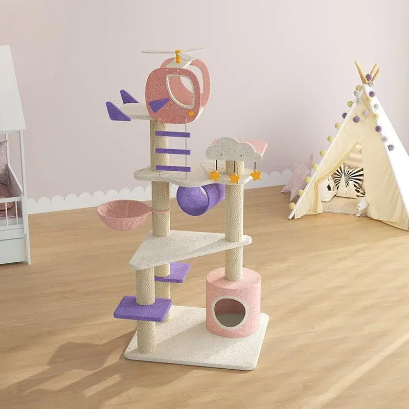 

69.3" Cat Tree Helicopter Design Extra Large Cat Tower Tall Multi-Level Stable Condo for Large Cats Multifunctional Cat