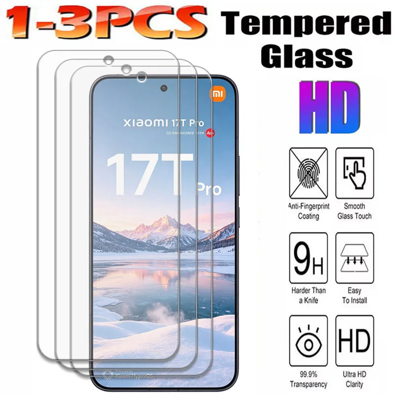 1/3PCS 9H HD Tempered Glass For Xiaomi 17T Pro Xiaomi17TPro Xiaomi17T 17TPro  Screen Protection Cover Film