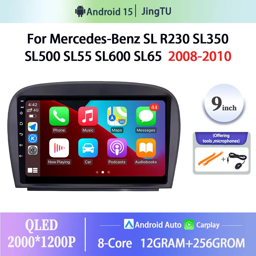 Android 15 Multimedia Player For Mercedes-Benz SL R230 SL350 SL500 SL55 SL600 SL65 2008-2010 Car Radio Stereo GPS Carplay Auto