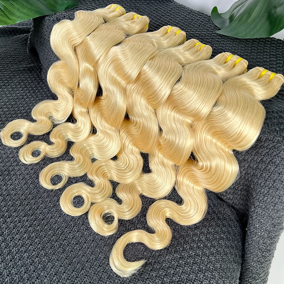 Объемная волна # 613 Светлые пучки человеческих волос с двойным утком, вьетнамские волнистые 100% необработанные девственные волосы, плетение, наращивание, предложение