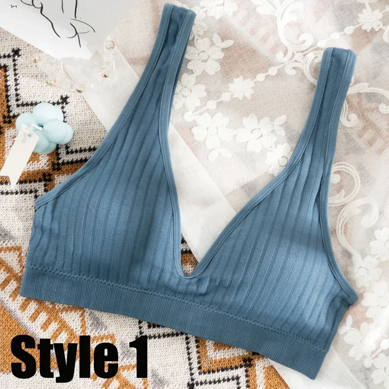 Women Seamless Sports Crop Top Sexy Bra Female Tube Tops Deep V Sexy Women\'s Underwear Bralette Sleeveless Camis Bandeau Top