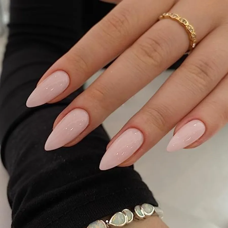 

Dusty Pink Press on Nails Medium Almond, Gel Fake Nails Press on, Glue on Nails Medium Length, Neutral Stiletto Acrylic Nails,