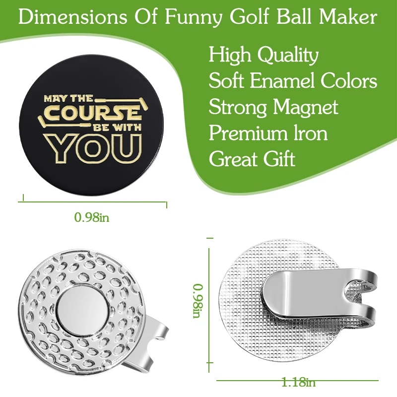 May The Course Be with You Golf Hat Clip Enamel Magnetic Ball Marker Baseball Cap Clips Jewelry Golf Training Aids Accessories