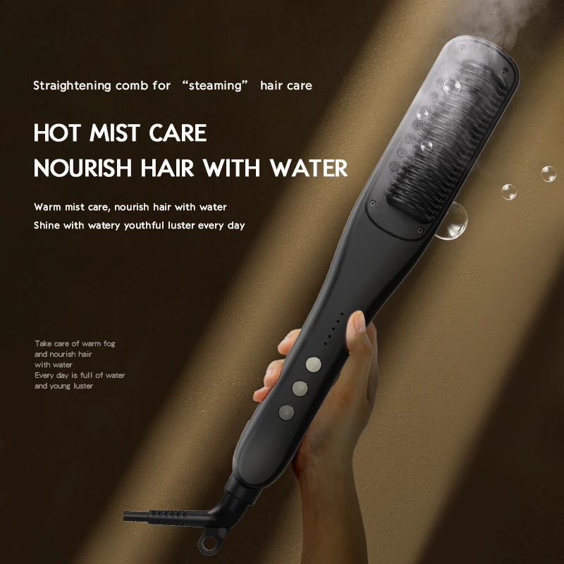 New Hot Mist Care With Water&Anti-scalding Electric Intelligence Curling Hair Steaming Straightener Brush 2 In 1 Comb