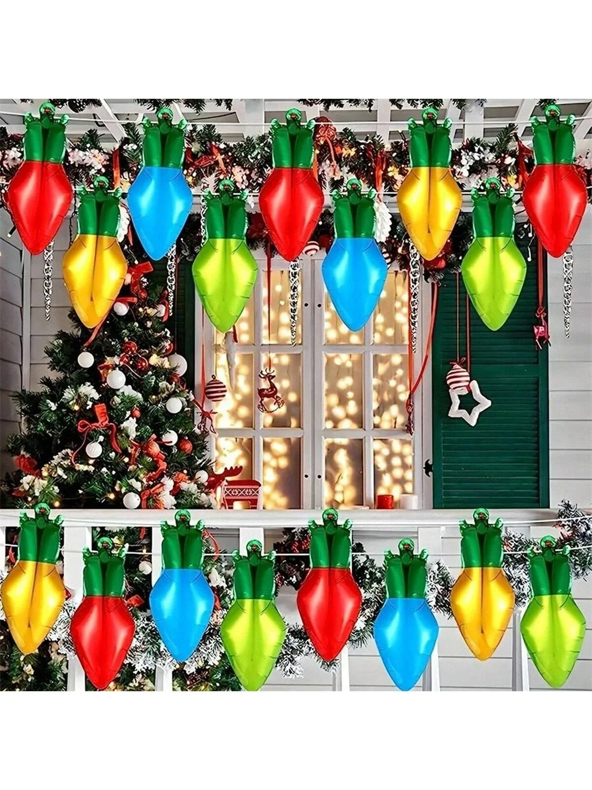 12 Stück festliche Cartoon-Folienballons mit Glühbirnen-Design – perfekt für Weihnachtsbaum, Partydekoration, Weihnachtsveranstaltungen und Versammlungen – Detail 2