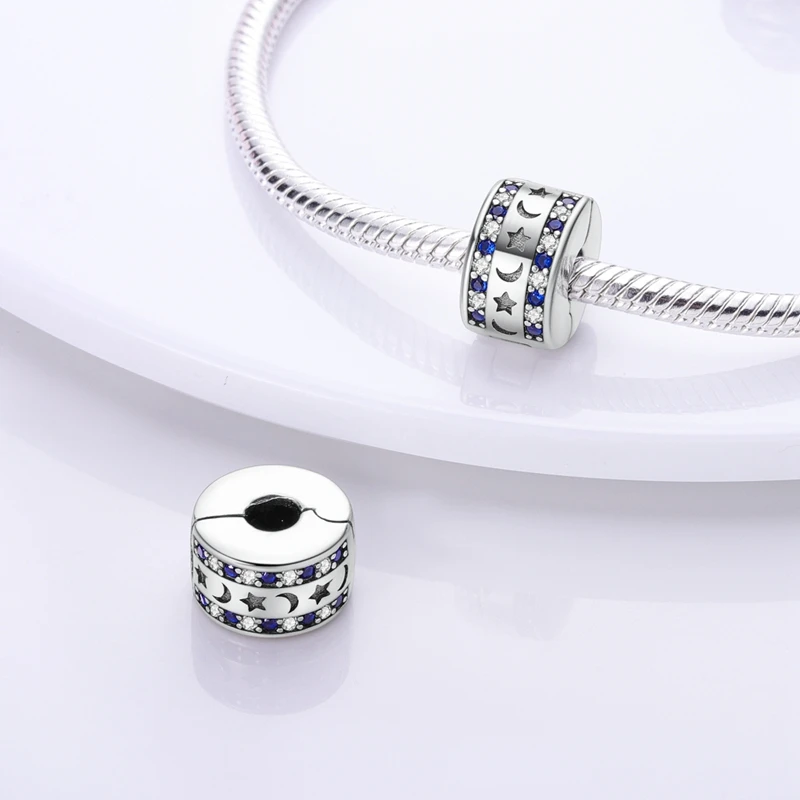 925 Sterling Silber Charms Anhänger Sternenhimmel Mond Sonne Kosmische Perlen Passend für Original Armband Armreif DIY Charms Damenschmuck Geschenke – Detail 8