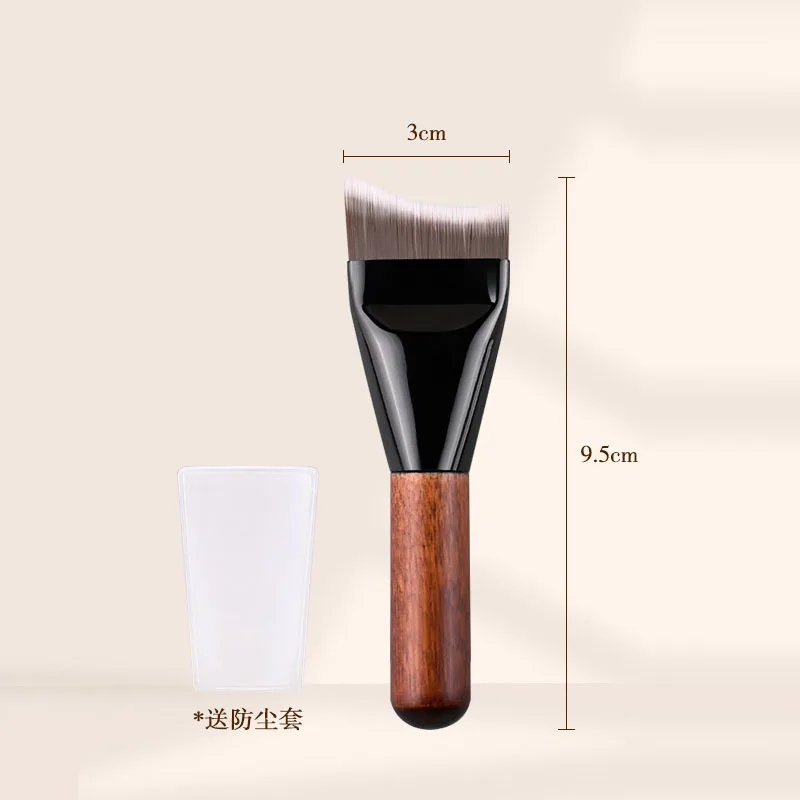 Fishtail Crescent-Shaped Ultra Thin Foundation Brush with Nylon Bristles Wooden Handle Blending Foundation Cream Makeup Brushes