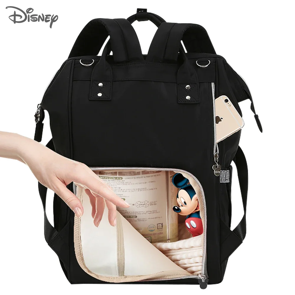 Disney-bolsa de pañales de maternidad para madre, mochila de gran capacidad para cochecito, mochila de viaje para lactancia, cambiador de bebé con