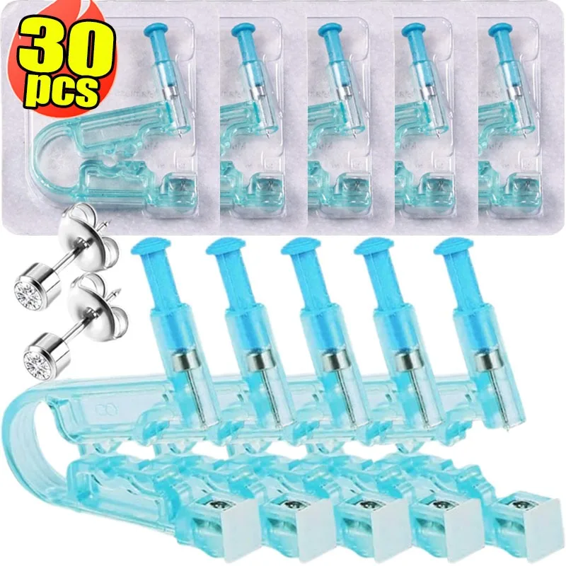 Disposable Blue Ear Piercing Gun Kit Asepsis Healthy Safety Nose Earring Piercer Tool Set Machine Set Ear Studs Body Jewelry