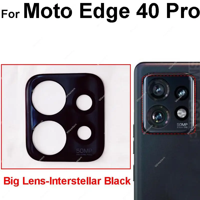 Rear Camera Glass Lens Cover For Motorola Edge 40 Pro Back Camera Lens With Frame Cover Holder Replacement Repair Parts