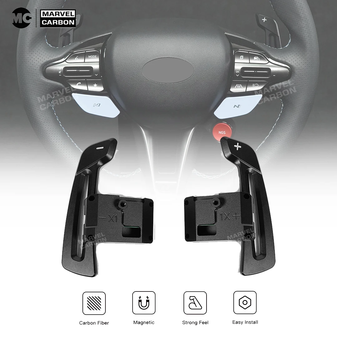Carbon Fiber Magnetic Paddle Shifters For Hyundai N/GT I30N Kona N Elantra N Veloster N Magnetic Attraction Function
