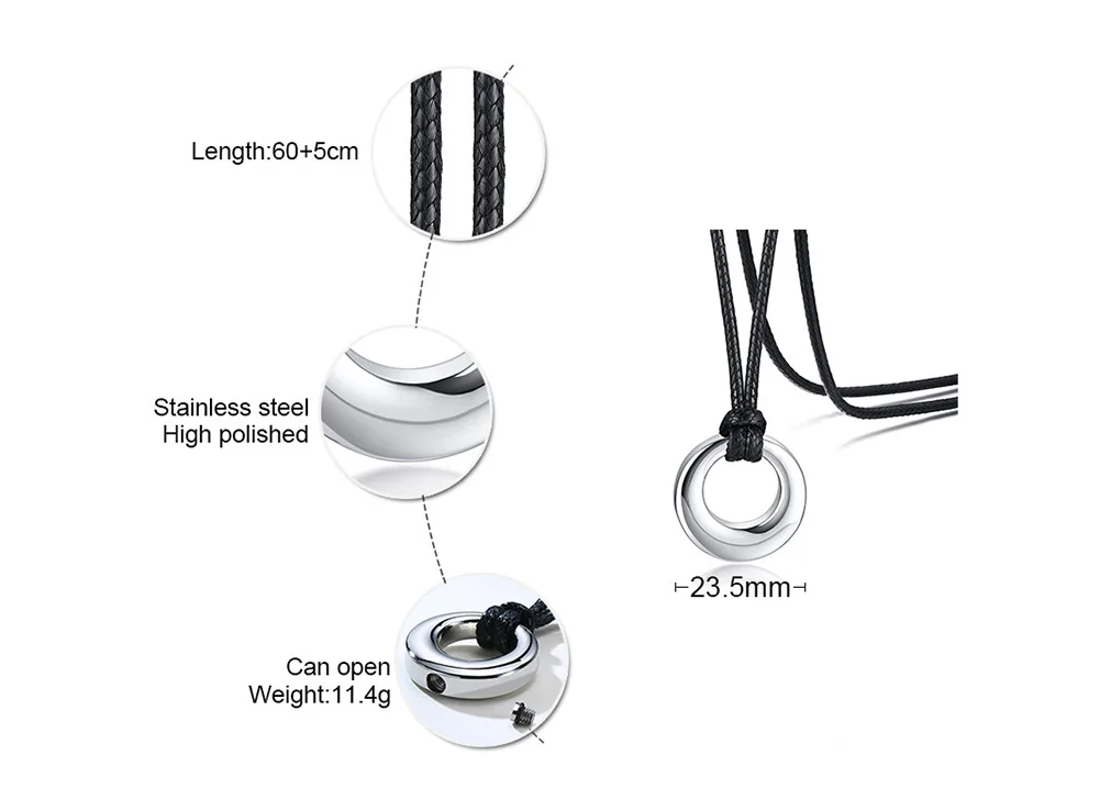 Kreis des Lebens Ewigkeit Liebe Karma Halsketten, Memorial Anhänger Asche Halskette Armbänder für Frauen Männer, Andenken Feuerbestattung Schmuck – Detail 1