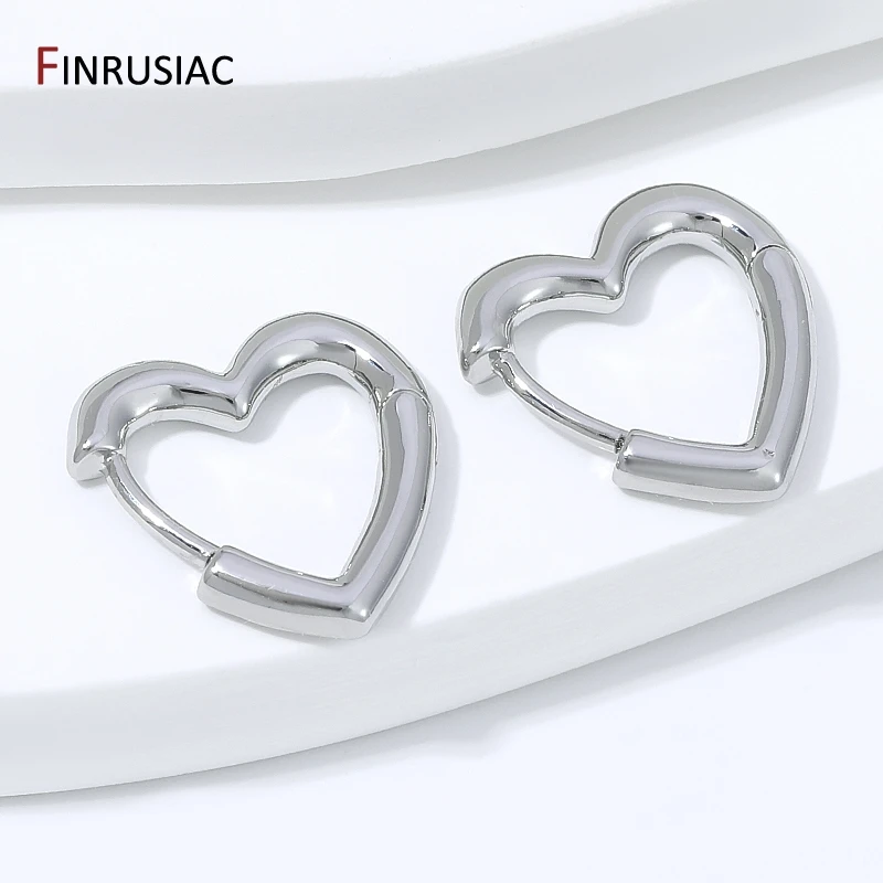 Rhodium Plated Brass Oval Heart Shape Earrings,Lovely Huggie Hoop Earrings For Women Fashion Jewelry Party Gift Accessories
