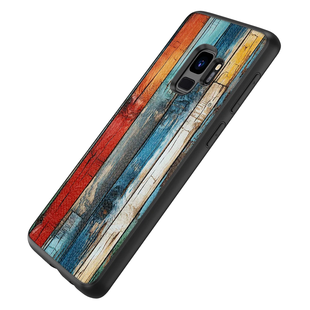 Back Cover Leather Case for Samsung Galaxy S7 Edge S8 S9 Plus S10E S10X S10 Lite High Quality with Color Wood Texture Printing