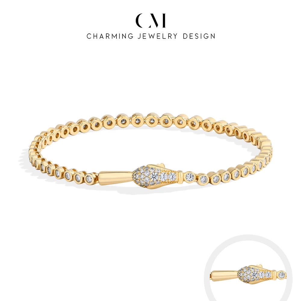

CHARMING Luxury Full Moissanite Bubble&Snake Bracelet S925 Silver with Certificate Fine Jewelry Opulent Trendy Sparkly Gifts