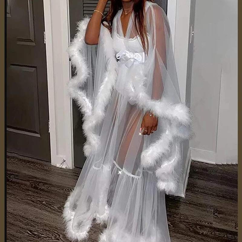 

Feather Maternity Dress Photo Shoot Pregnant Women Photography Gown Kimono Evening Prom Wedding Robe Bathrobe Long jacket