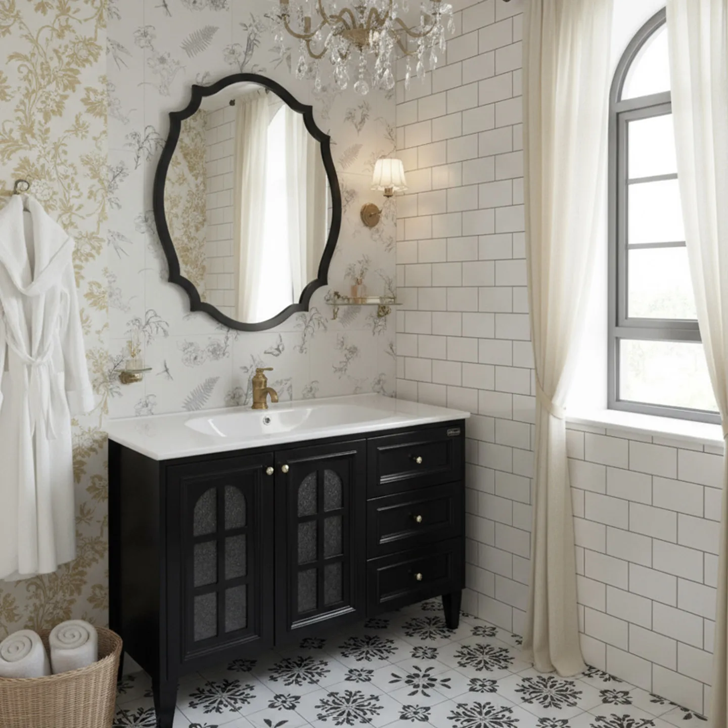 Floor-to-ceiling bathroom cabinet combination, ceramic integrated basin, oak paint washing table, wash basin cabinet combination