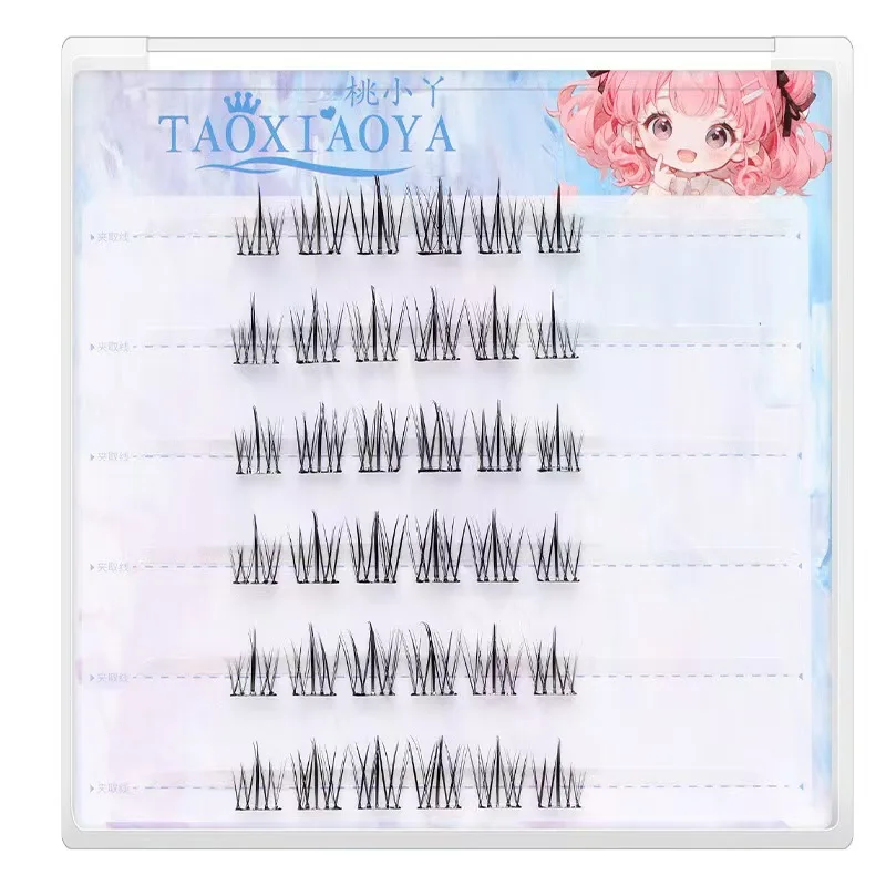 Korean-style girl self-adhesive false eyelashes, daily camera-ready style 6-row collection