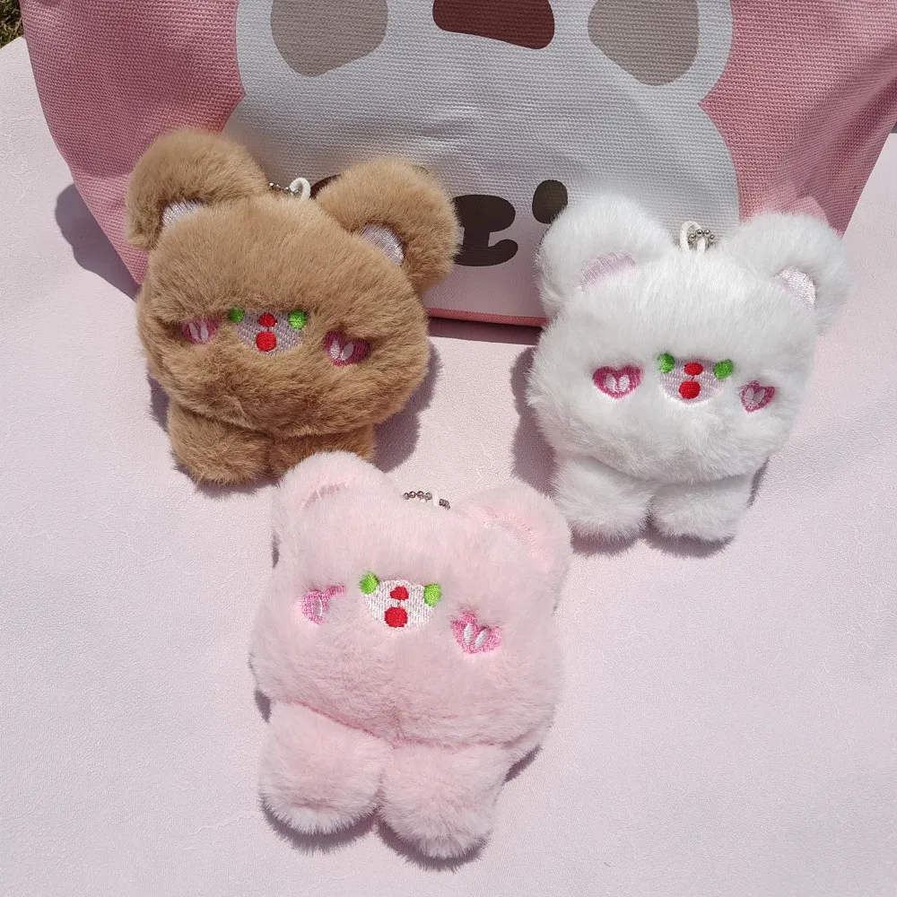 Korean Style Kawaii Small Bear Plush Toy Cartoon Animal Pendant Keychain Cute Soft Stuffed Doll For Children Christmas Gift