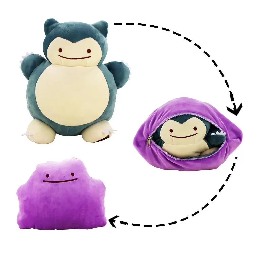 New Japanese Anime Pokemon Series Peripheral Cross Dressing Kabi Beast Toy Transformable Monster Double-Sided Pillow Doll Gifts