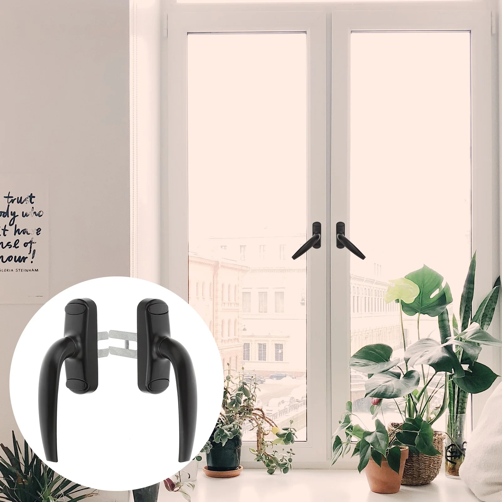 

2Pcs Window Lock Handle Zinc Alloy Thickened Pull Handle Durable Wear-Resistant Sliding Door Window Lock for Home Interior
