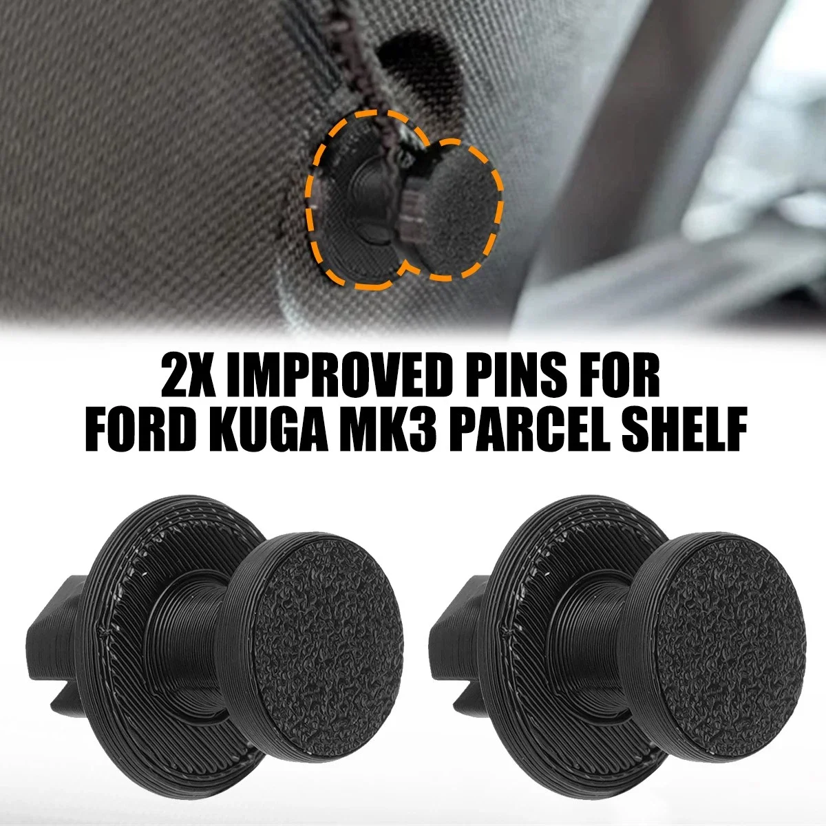 

2x For Ford Kuga MK3 Parcel Shelf - Improved Pins Avaible In Black 3D Printed Car Accessories Replacement