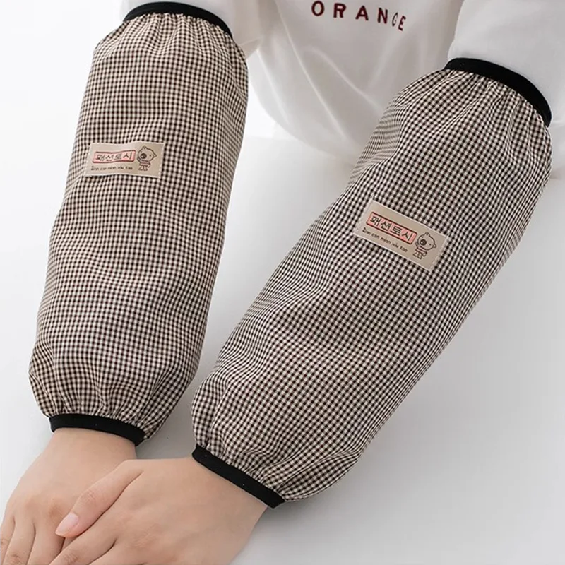 Women's Cotton Plaid Sleeve Waterproof Oversleeves Housework Cleaning Anti-Dirty Arm Sleeves Warm Autumn and Winter Oversleeve image 2