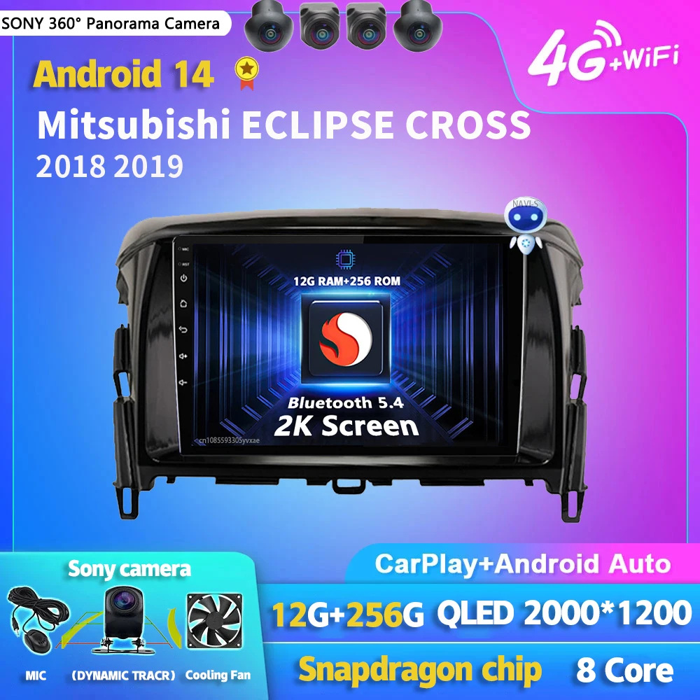 

Android 14 Carplay Auto 2K Screen Car Radio Multimedia Player For Mitsubishi ECLIPSE CROSS 2018 2019 DSP Autoradio Stereo 2din