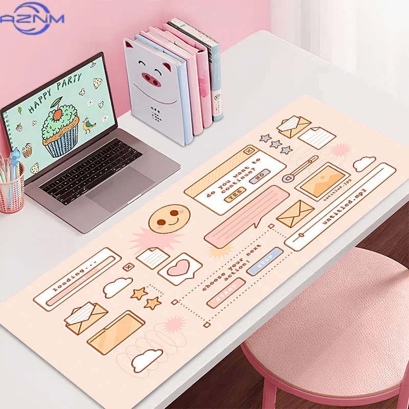 Desk Mat Cute Mousepad Anime Aesthetic Mouse Pad Cute Grid Pink Vaporwave XXL Gaming DeskmatKawaii Manga Mice Mat Soft