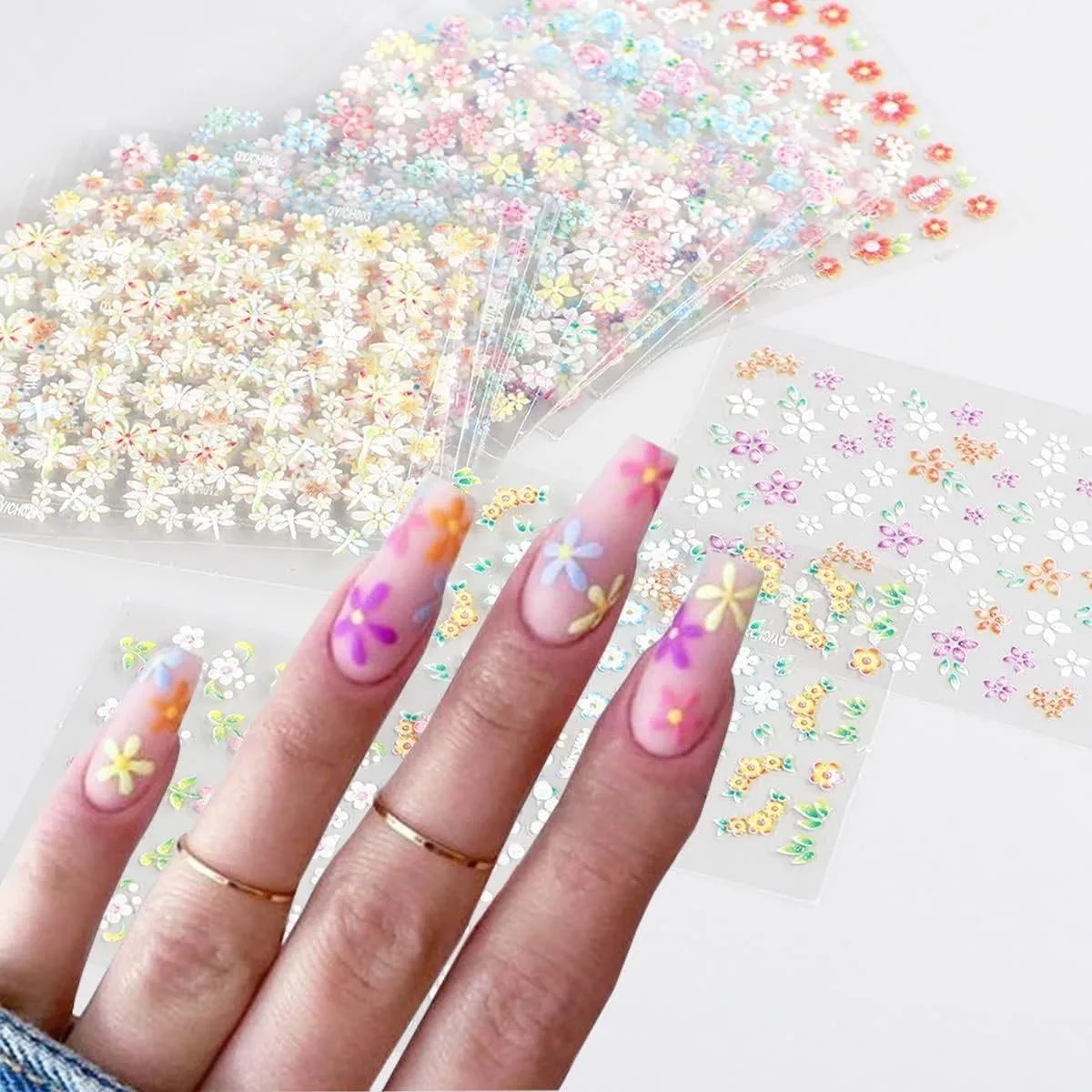 30 Blatt 3d Nagel Aufkleber Frühling Sommer Blüte Blumen Nail Art Aufkleber selbst klebende Schieber Maniküre Werkzeuge
