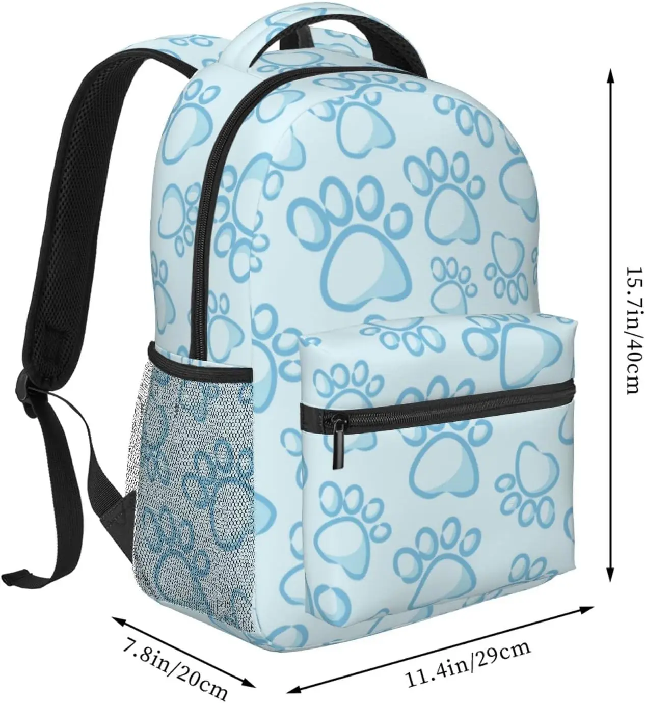 Cute Blue Dog Paw Print Lightweight Laptop Backpack for Women Men College Bookbag Casual Daypack Travel Bag