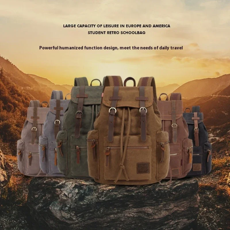 vintage canvas Backpacks Men And Women Bags Travel Students Casual For Hiking Travel Camping Backpack Mochila Masculina