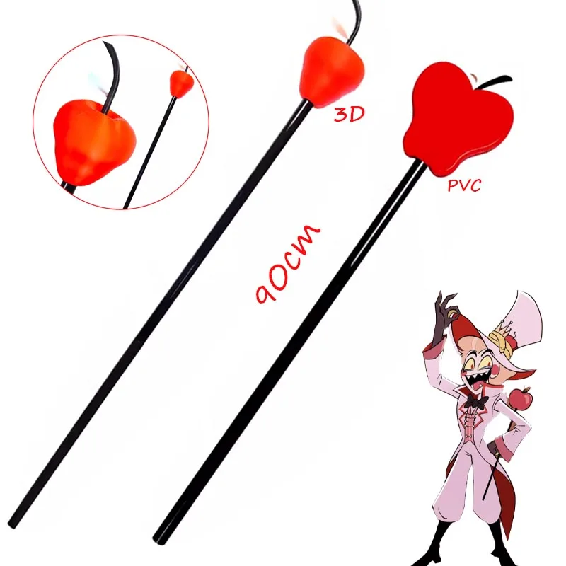 

Anime Hazbin Lucifer Morningstar Hotel 90CM 3D Pvc Cane Props Apple Stick Detachable Weapon Halloween Carnival Accessories Sets