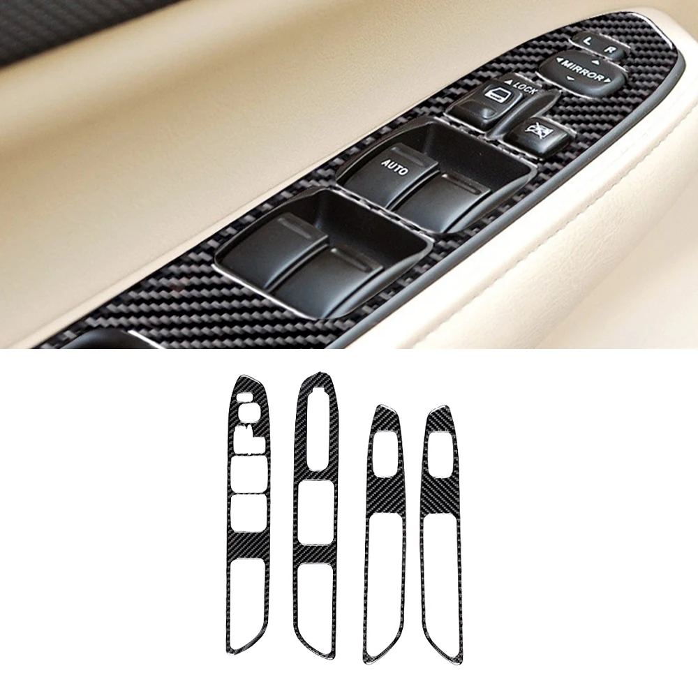 Side Door Control Panel Decoration Cover Sticker Carbon Fiber Car Inner Accessories for Subaru Forester 2005 2006 2007 2008