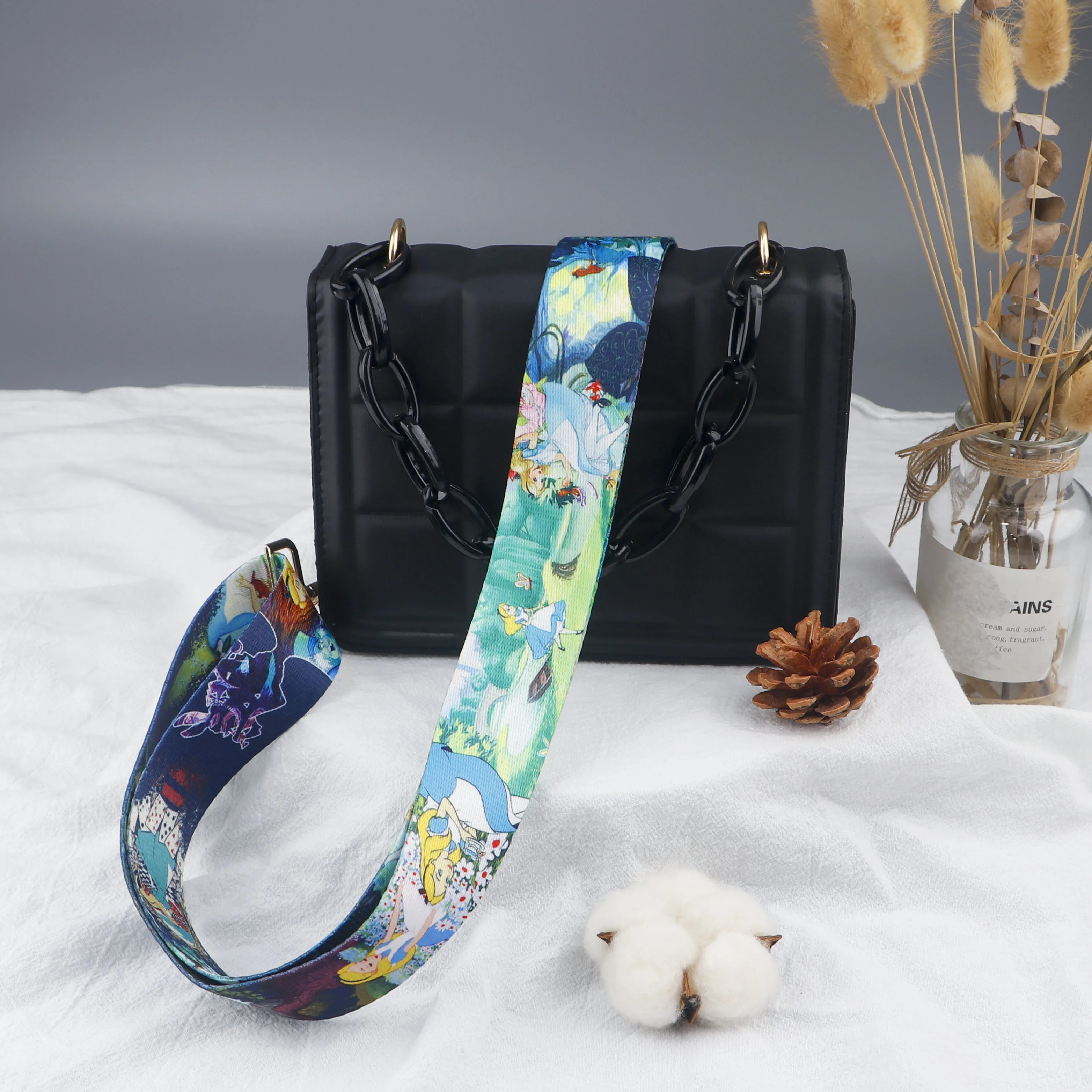 Cartoon Mouse Nylon Shoulder Bag Strap Adjustable Women Handbag Replacement Strap Metal Buckle Soft Strap Bag Accessories