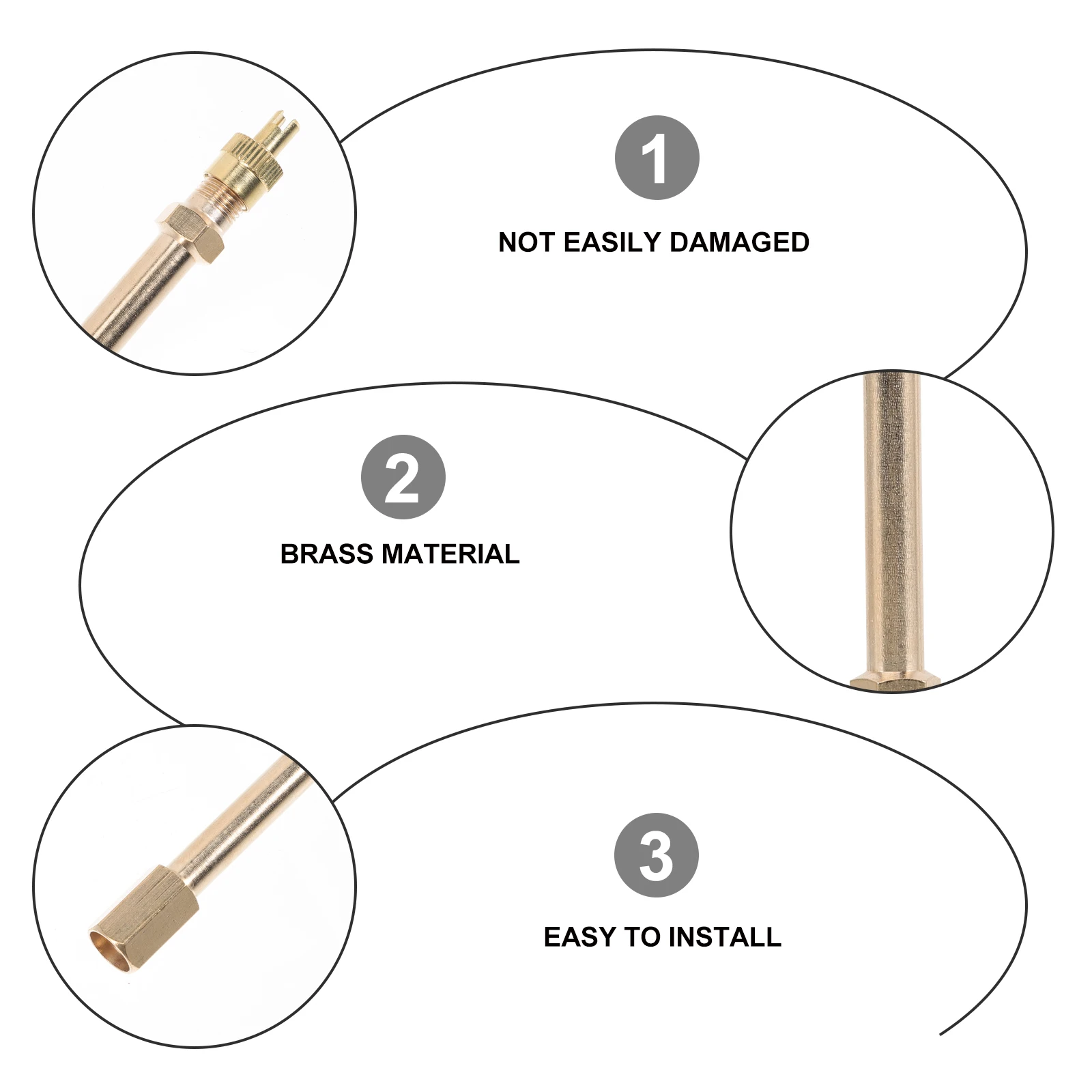 

Valve Extension Tube Tire Extenders Copper Stems Straight Valves Stem Fitting Premium Durable Maintenance Campers RVs Bicycles