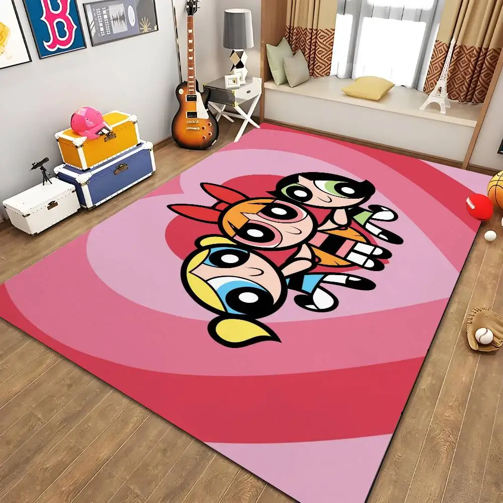 

P-powerpuff Girls Floor Mat Printed Large Carpets Room And Bedroom Carpets Bathroom Anti Slip Door MATS Small Carpets