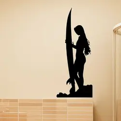 Surfing Wall Decal Surfer Girl Pattern Wall Decals Surfing Sports Vinyl Murals Living Room Bedroom Home Decor Posters J01