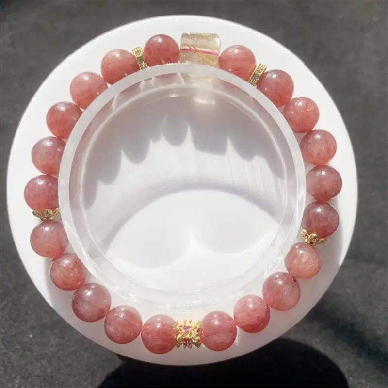 8MM Natural Strawberry Quartz Bracelet Women Trendy Reiki Healing Elastic Yoga Energy Wristband Jewelry Gift 1pcs