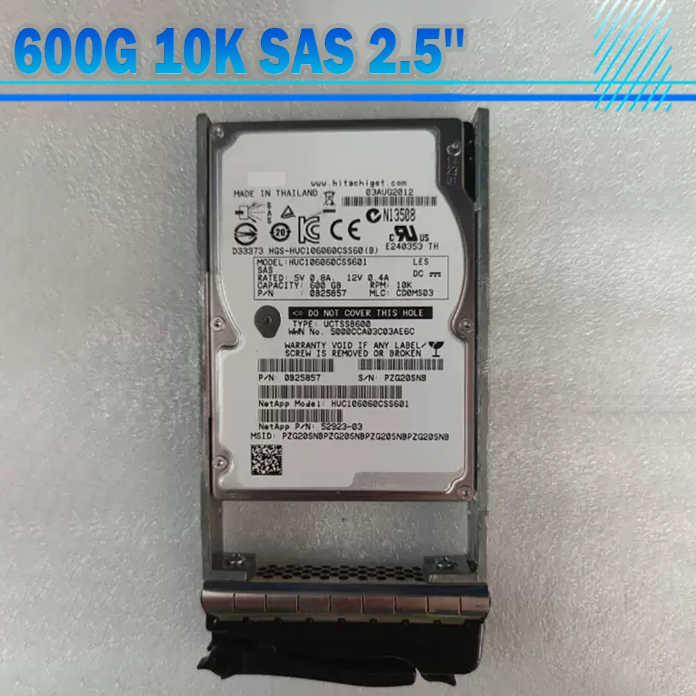 

52923-003 600G 10K SAS 2,5 ''HDD 0B25857 HUC106060CSS601 жесткий диск для Netapp