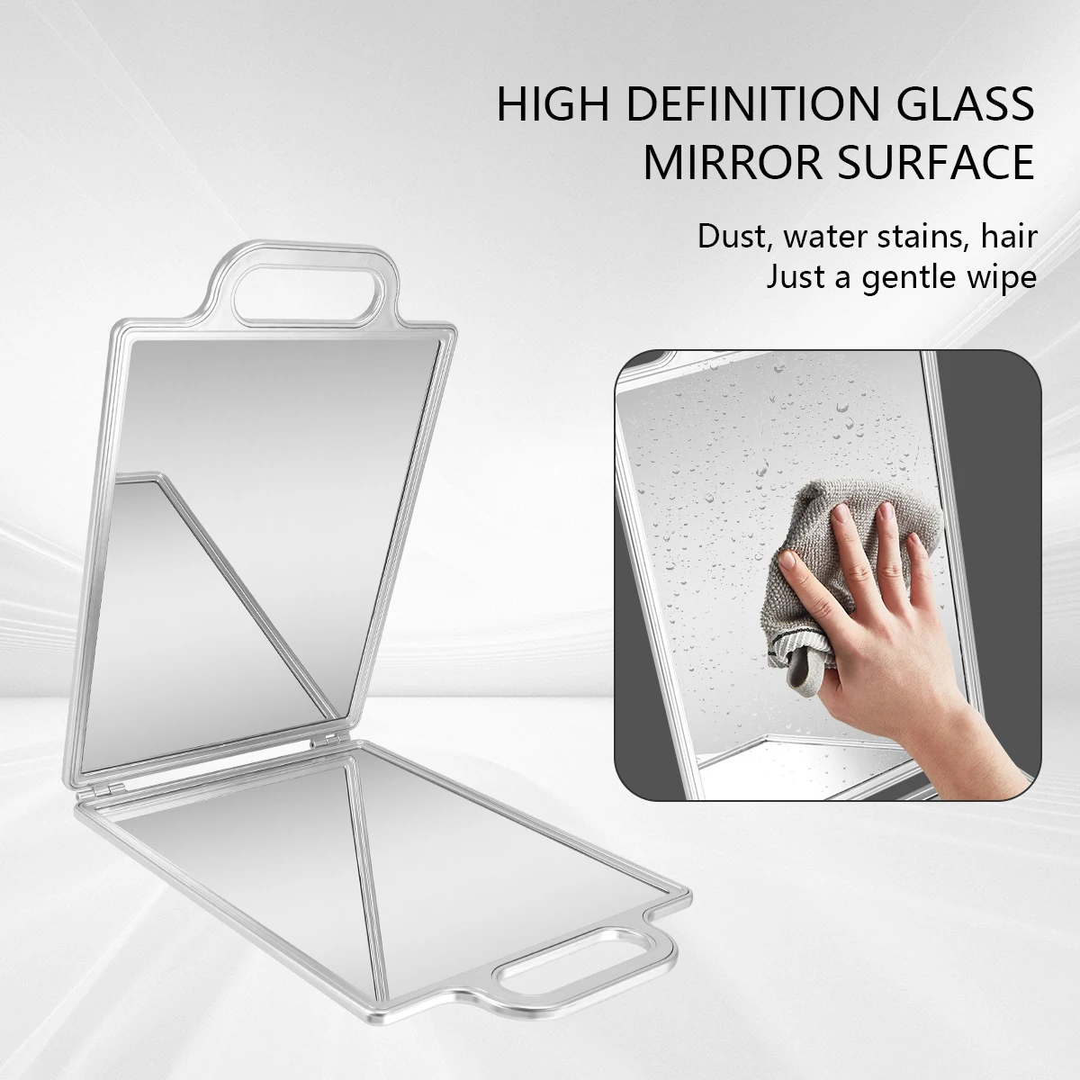 

Hairdressing Hand Mirror Makeup Vanity Mirror Professional Double Side Foldable Handheld Salo Barbers Styling Mirror Tools