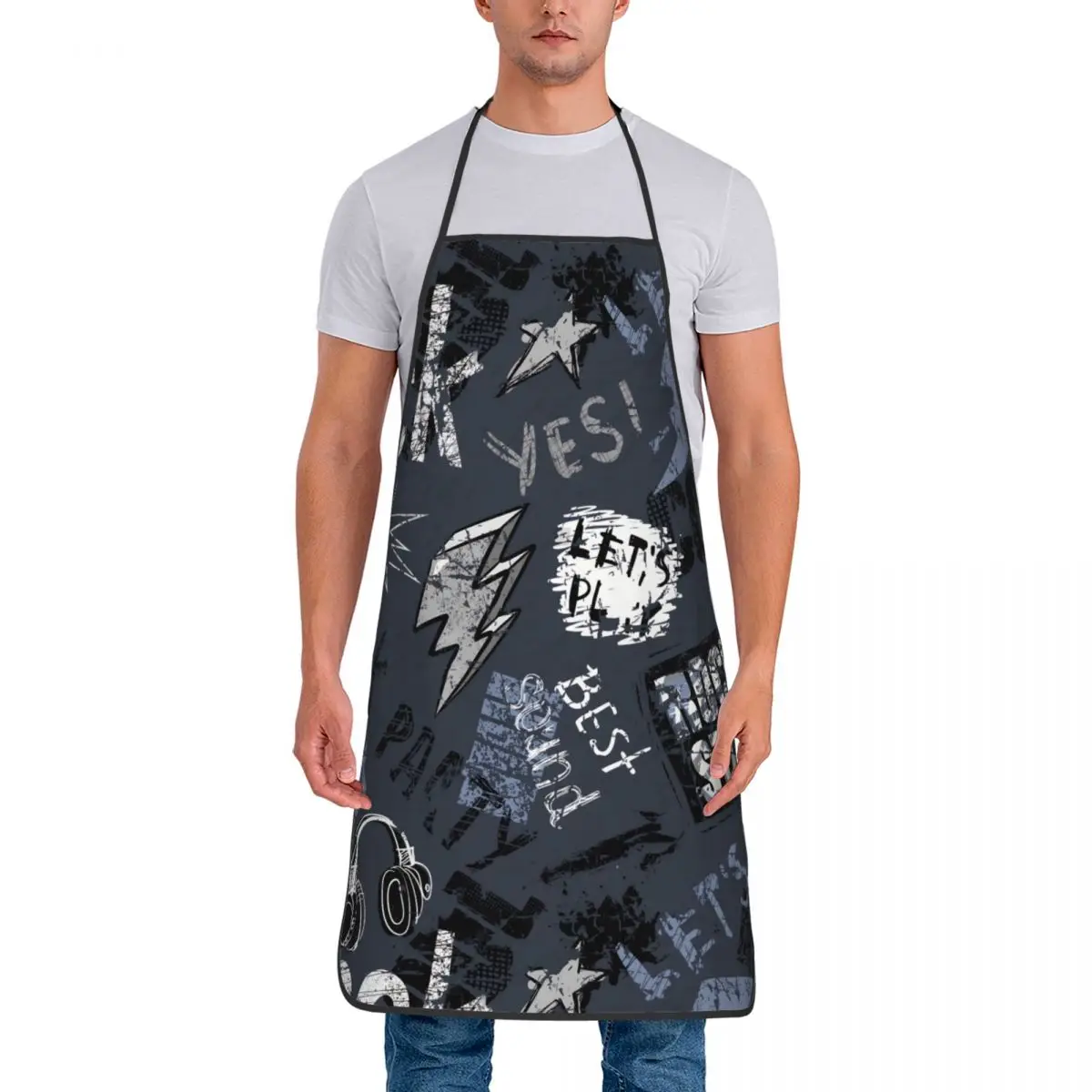 Custom Bib Graffiti Words Scuffed And Sprays Grunge Texture Aprons Chef Cooking Graffiti Art Pattern Tablier Cuisine Baking